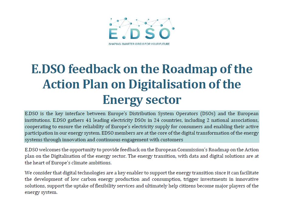 E.DSO feedback on Digitalisation of the energy sector