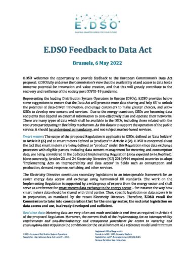 E.DSO Feedback to Data Act