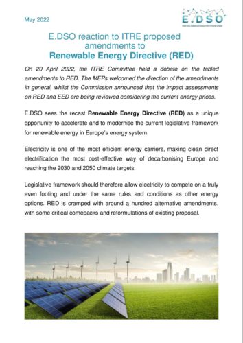E.DSO reaction to ITRE proposed amendments to Renewable Energy Directive