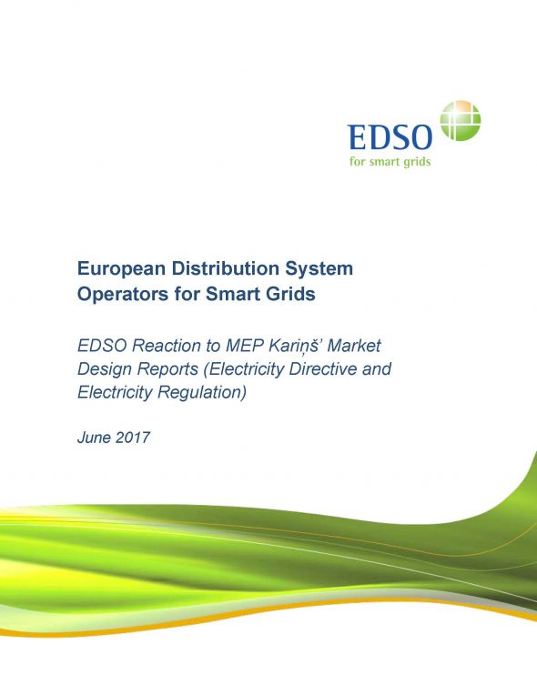 EDSO Reaction to MEP Kariņš’ Market Design Reports (Electricity Directive & Electricity Regulation)