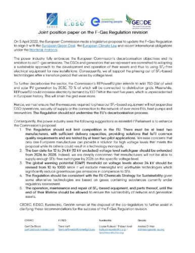 Joint position paper on the F-Gas Regulation revision