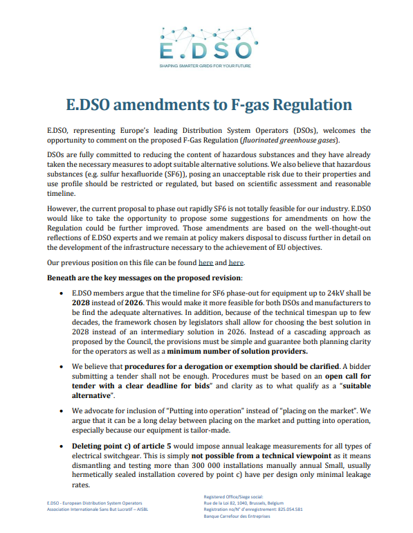E.DSO suggested amendments to F-gas Regulation