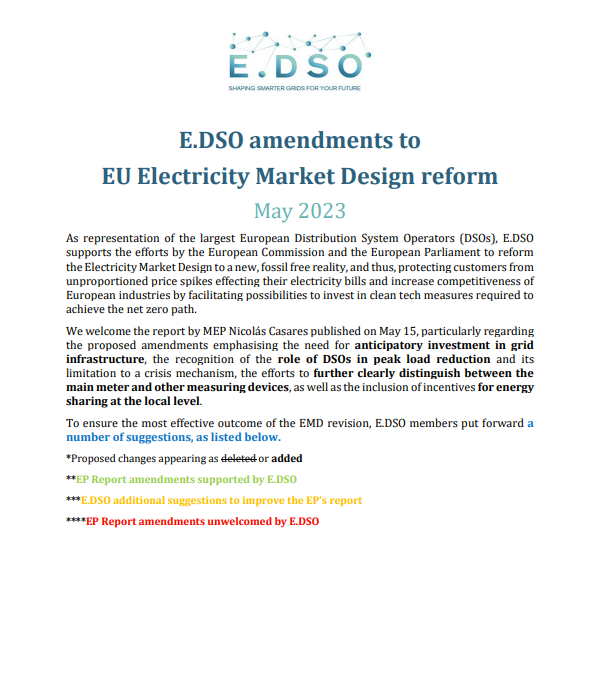 E.DSO amendments to EU Electricity Market Design reform