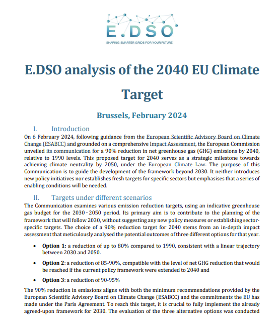 E.DSO analysis of the 2040 EU Climate Target 