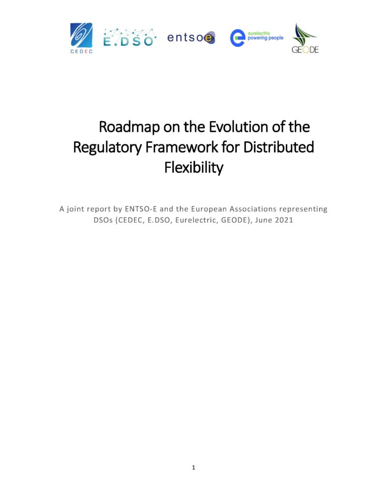 DSO-TSO Roadmap on the Evolution of the Regulatory Framework for Distributed Flexibility